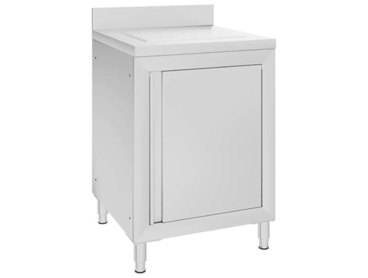 HGFDSAWE Gastronomie Küchenschrank Edelstahl Ablagefläche 60x60x96cm Inklusive Spritzschutz, Höhenverstellbare Standfüße, Viel Stauraum