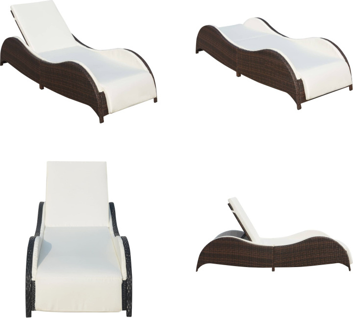 vidaXL Sonnenliege mit Polsterauflage Poly Rattan Braun - Sonnenliege - Sonnenliegen - Sonnenbett - Sonnenbetten