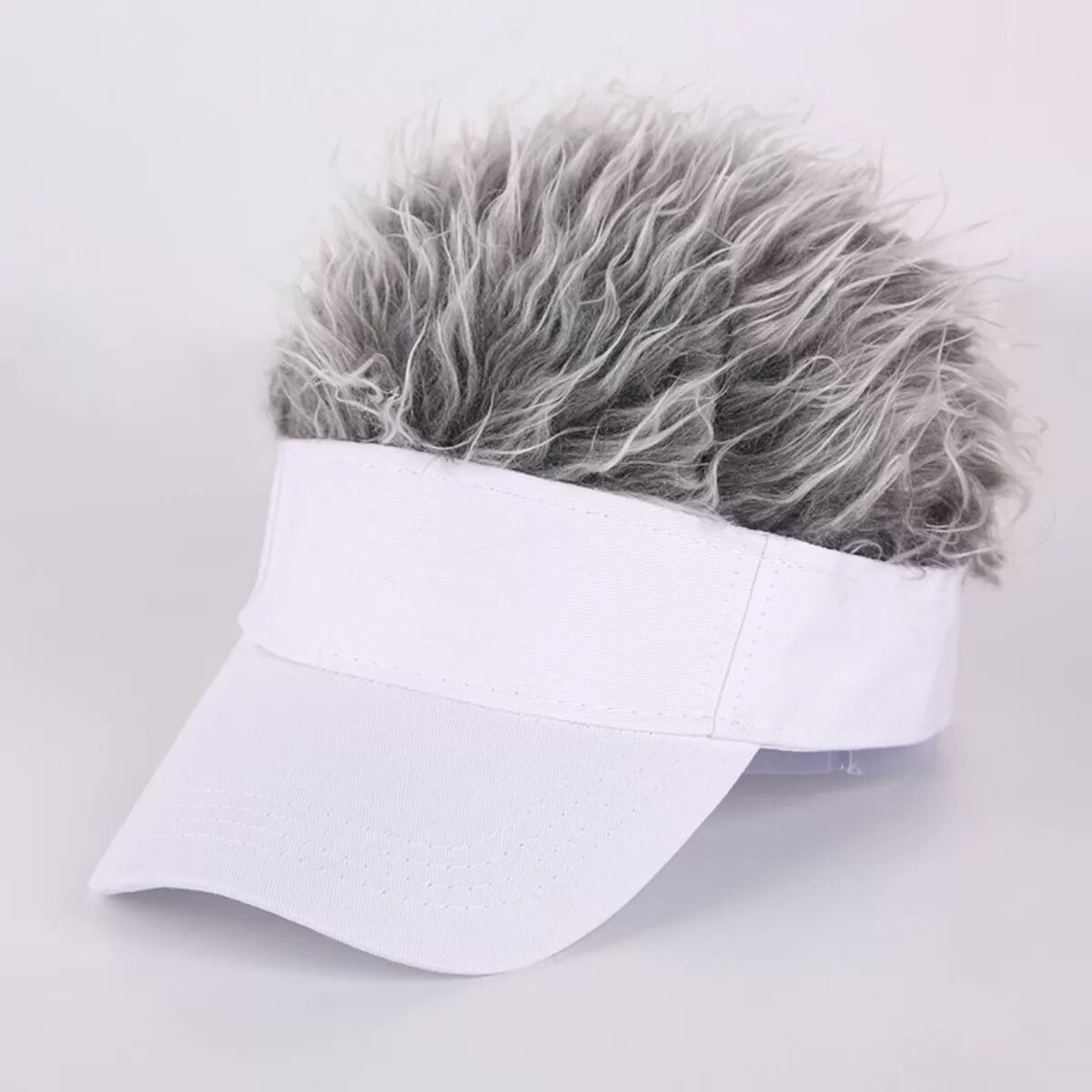 INF Perruque Casquette Intégrée - Design Casquette+Perruque, Maillage Respirant, Tour de Tête Ajustable, Cheveux Synthétiques Gris