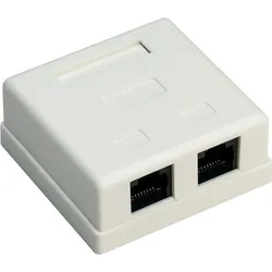 Goobay 77633 2-port RJ45 Anschlussdose, CAT 6, UTP, 2 x out, Weiß - ungeschirmt