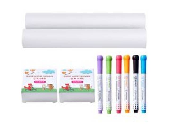 VEVOR Kindertafel Zubehörset, 32-teiliges Spieltafel-Malset für Kinder, inklusive Kreiden, trocken abwischbaren Markern und Papierrollen, Zubehörset für Staffelei, Malzubehör für Kinder ab 3 Jahren