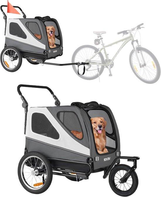 Hundekarren - Tierwagen - Sichere Beförderung - 2-in-1-Funktion - 80 x 54 x 61 cm - Grau