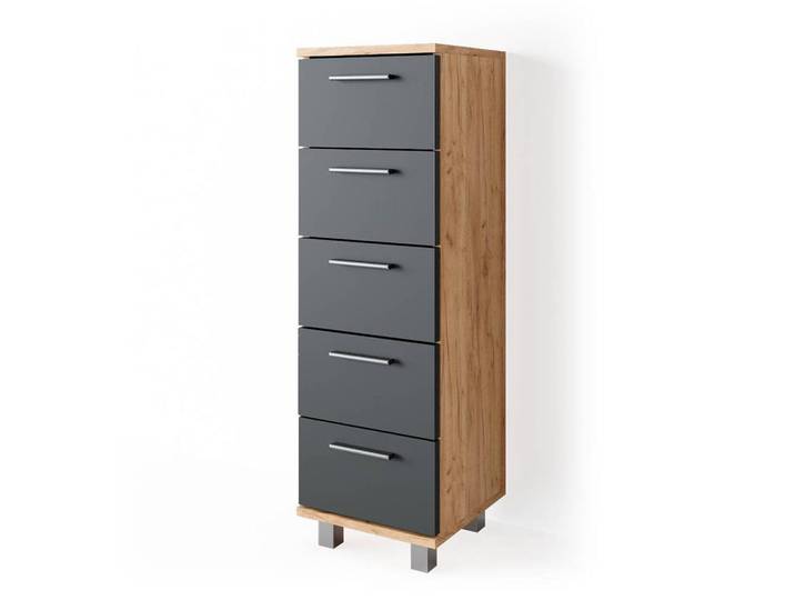 Vicco Badschrank Ilias Goldkraft Eiche 30 x 95 cm, Eichefarben, Holzwerkstoff, Rechteckig, 30x95x30 cm, Badezimmer, Badezimmerschränke, Midischränke