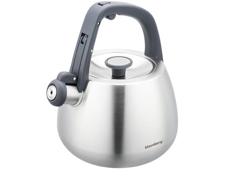 Edelstahl-Wasserkessel mit schwarzen Griffen, 2,5 l