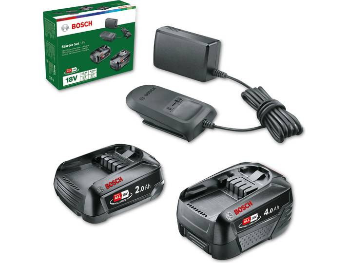 BOSCH Home & Garden 1600A027U9 BOSCH Home & Garden Werkzeugakkus mit Ladegerät Starter-Set 18V Li-Ion 1x 2\,0 + 1x 4.0 Ah