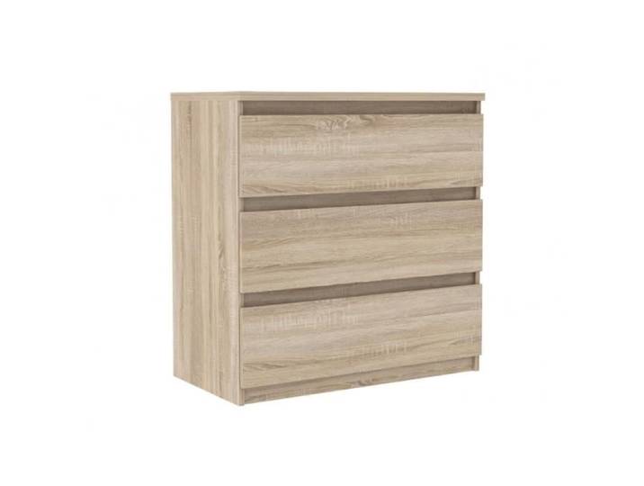 Commode 3 tiroirs décor chêne clair texturé - BENNY - Scandinave - Moderne - Bois - Panneaux de particules
