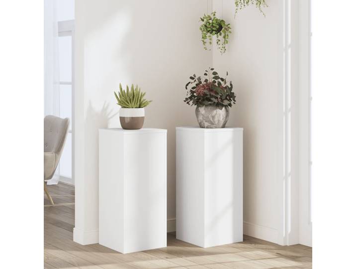 Supports pour plantes, 2 pièces, blanc, 30x30x70 cm, organisateur de rangement pour plantes en bois d'ingénierie, présentoir, décoration de jardin