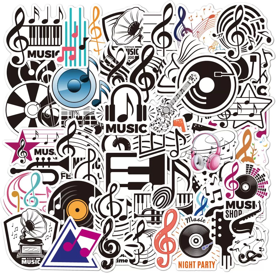 INF Autocollants pour notes de musique - 50 autocollants en vinyle
