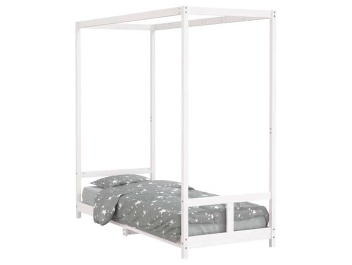FDSAQOPT Weiß 80x200 cm Massivholz Kiefer Baldachin-Design, Holzlatten, niedrige Einstiegshöhe, , ohne Matratze