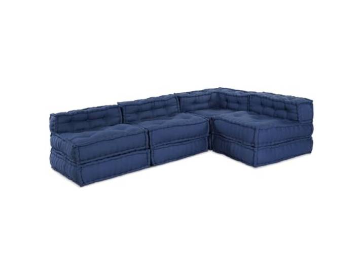 HNSMFPRE Modulares Sofa, 4-teilig, Stoff, Indigo Atmungsaktiv, Schaumstoffkissen, für den Innen- und Außenbereich, moderner Stil