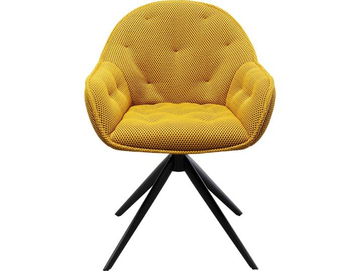 Chaise avec accoudoirs pivotante imitation résille jaune