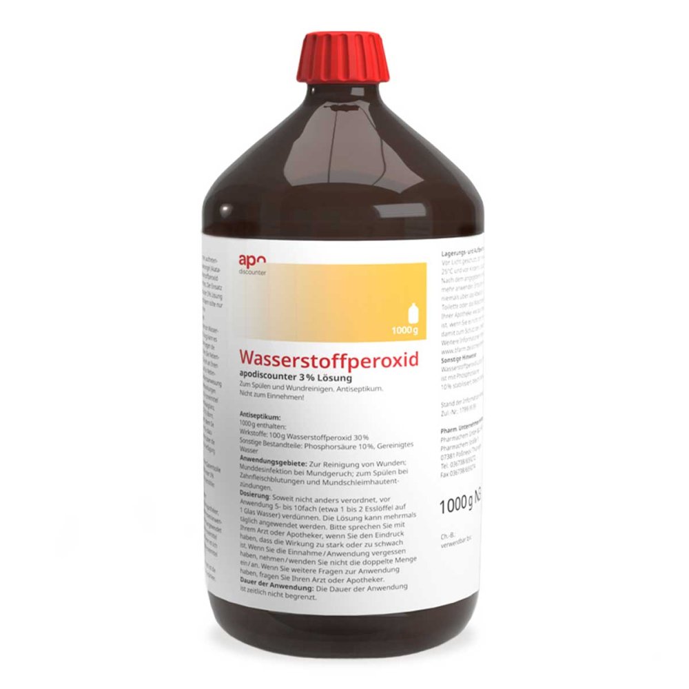 apo.com Group GmbH Wasserstoffperoxid Lösung 3% 1000 g (1L) von apodiscounter 18650135