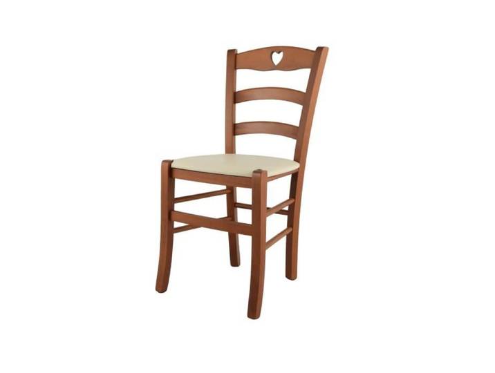 Tommychairs - Chaise cuisine CUORE structure en bois de hêtre peindré cerisier assise en cuir artificiel ivoire