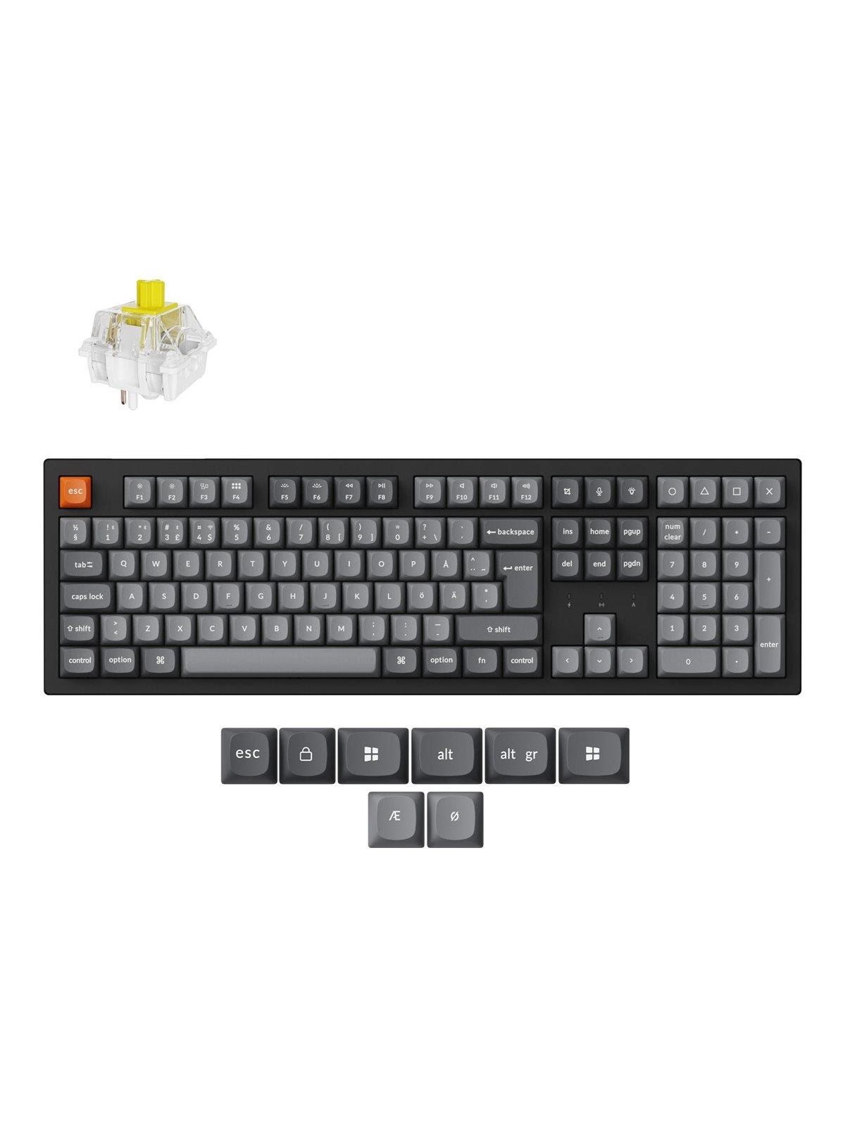 Keychron K10 MAX QMK/VIA Wireless Tri-Mode - Super Banana - Gaming Tastatur - Full-Size - Nordic ISO - Schwarz