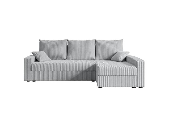 ECKSOFA mit Schlaffunktion und Bettkasten ALESIA-L 231x140x90 cm Grau Cord