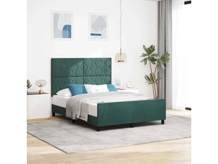 Samt Kiefer Boxspringbett Modern Schlafzimmer 140x190 cm Grün Boxspringbett mit Kopfteil Dunkelgrün 140x190 cm Samt Polsterbett mit Lattenrost Verstellbares Kopfteil Luxus Doppelbett