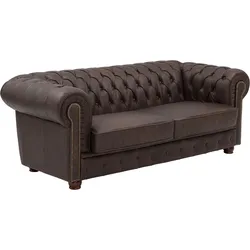 SOFA 3-Sitzer Kath Echtleder (Antikoptik) braun