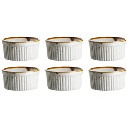 MÄSER Ramequin 9 cm Weiss mit braunem Rand 6er Set, PINTAR Brauner Rand, 594019
