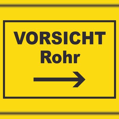 HB-Druck Vorsicht Rohr mit Richtungspfeil rechts Schild A3 (297x420mm)