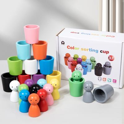 Tiny Tots Teens Trends Montessori Educational Toy, Wooden Color Cups, Sorting Cognition Game For Early Learning Montessori Educational Toy, Wooden Color Cups, Sorting Cognition Game For Early Learning