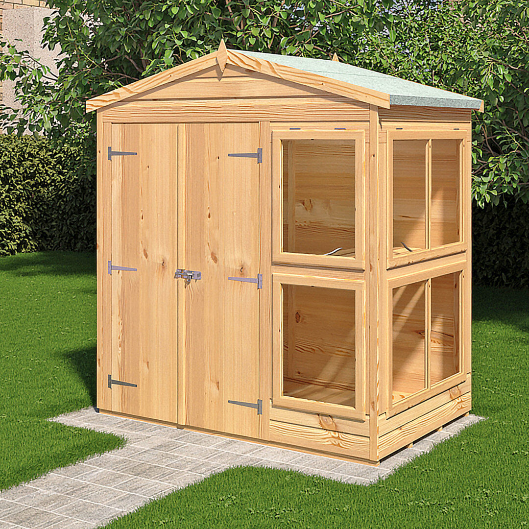 Shire GB Shire Sun Hut Potting Shed 6 Ft X 4 Ft Brown 186cm W X 119cm D X 215cm H