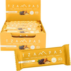 Tzampas Müsliriegel Cacao Nibs, der Glücksbringer, BIO, je 40 g, 16 Riegel