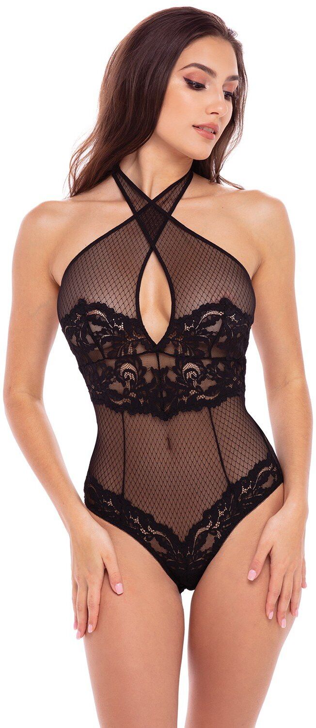 René Rofé Body dentelle et résille noir REN50018