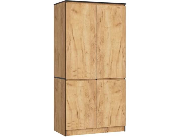 AKORD Schrankaufsatz S90 90 cm Kleiderschrank mit 4 Türen Garderobenerweiterung Erweiterung für einen Kleiderschrank B90 x H180 x T51 cm Gewicht 66,6 kg Handwerkliche Eiche