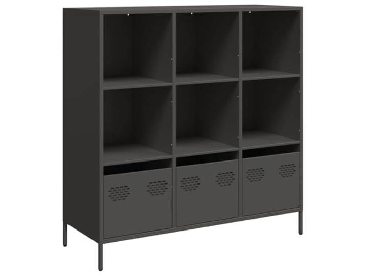 Kaorsrow Highboard Schwarz 101,5x39x103,5 cm Stahl Kommode Schrank Robustes Standregal aus Stahl mit 6 Fächern und 3 Schubladen für vielseitige Ordnung in Wohnzimmer, Schlafzimmer oder Büro.