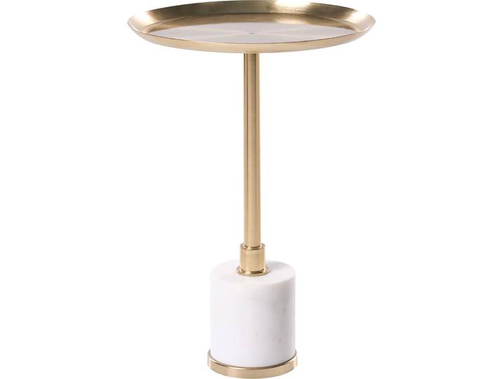 BELIANI Beistelltisch Gold u. Weiß aus Metall Marmor Rund ⌀ 36 cm Elegantes Modernes Design für Wohnzimmer Schlafzimmer