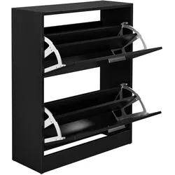 Schuhschrank Sykkylven 81x63x24 cm mit 2 Klappen Schwarz [en.casa]