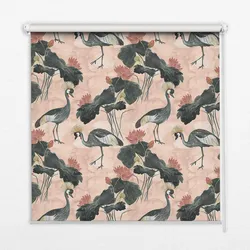 INNENROLLO - Fensterrollo - Rollo - 90x180 cm - Reiher auf rosa Hintergrund
