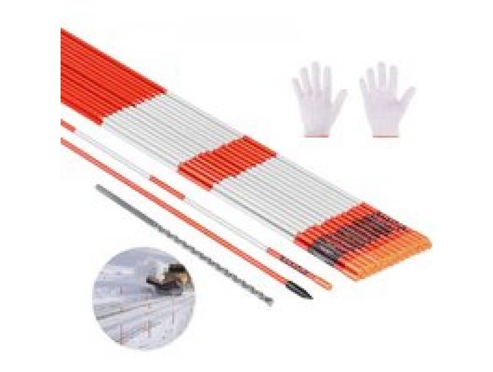 VEVOR Schneestangen, 500 Stück, 122 cm lang, 6,35 mm Durchmesser, Auffahrtstangen mit 30 cm Stahlbohrern, reflektierende Einfahrtsmarkierung, Fiberglasstangen für Parkplätze, Gehwege, Schneeräumen