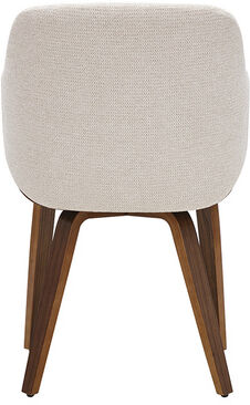 Miliboo Stuhl aus Chenille-Stoff in Beige und dunklem Holz EARL