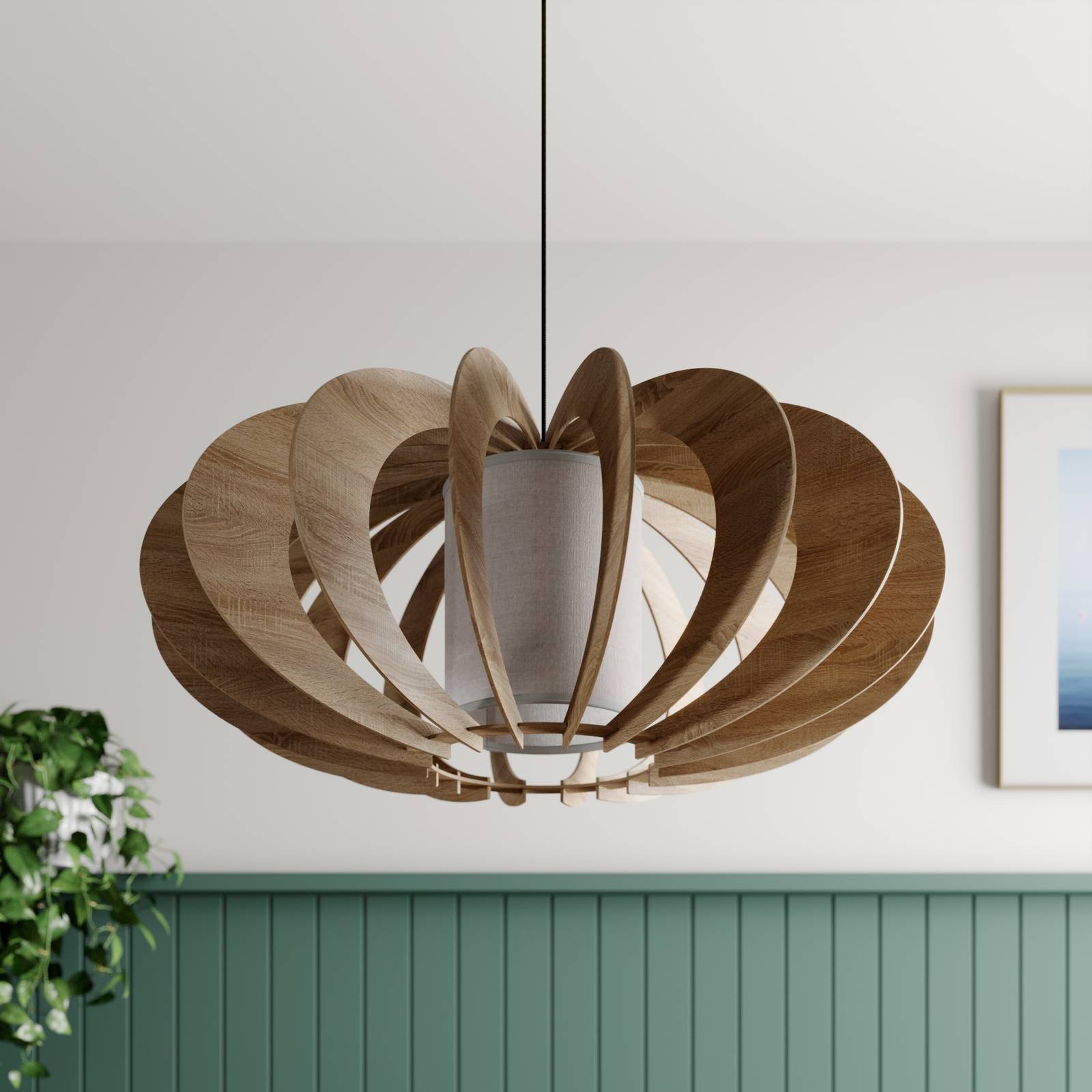 Hängelampe Modern A L SIGMA, dimmbar, Holz hell, für Wohn- / Esszimmer, Holz, Modern, Pendelleuchte