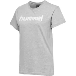 hummel GO Baumwoll Logo T-Shirt Damen kurzarm grey melange XS