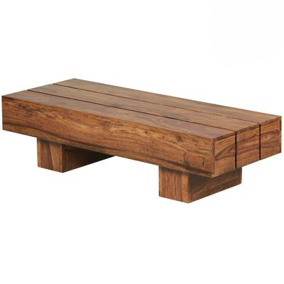 KADIMA DESIGN Couchtisch Massiv-Holz Sheesham 120cm breit Design Wohnzimmer-Tisch dunkel-braun Landhaus-Stil