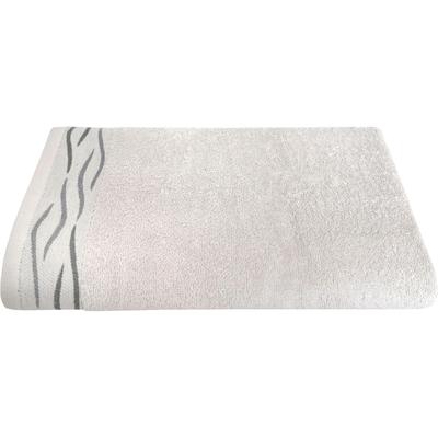 Duschtuch DYCKHOFF "Wave", silber, B:70cm L:140cm, Frottier, Baumwolle, Handtücher, mit Jacquard-Bordüre