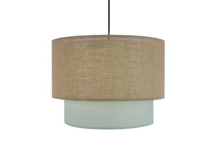 Suspension double abat-jour textile naturel vert menthe e27
