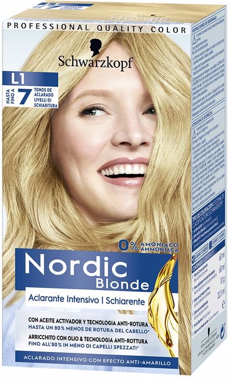 Schwarzkopf Mass Market Nordic Blonde L1 clareamento intensivo 0% amônia 5 u