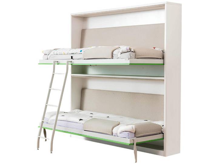 Xlmoebel Etagenbett Platzsparendes Doppelbett mit Schrank und Hochbett-Funktion (Etagenbett, 1-St., Etagenbett Schrankbett), Hergestellt in Europa