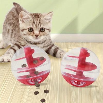 Uplift Treasures Interactive Slow Feeder Puzzle Ball For Cats red