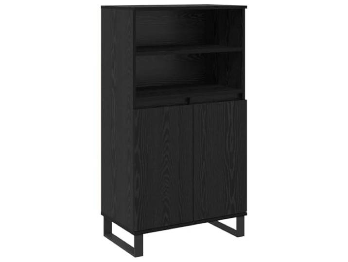 TEKGHUT Highboard Schwarz 60 x 36 x 110 cm Holzwerkstoff Verstellbare Regalplatten, flächenbündige Türen, Kantengriffe, modernes Design, Montage durch zwei Personen
