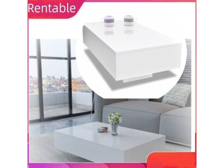 Table basse - Vogue LEC - Moderne rectangulaire - Haute brillance - Blanc