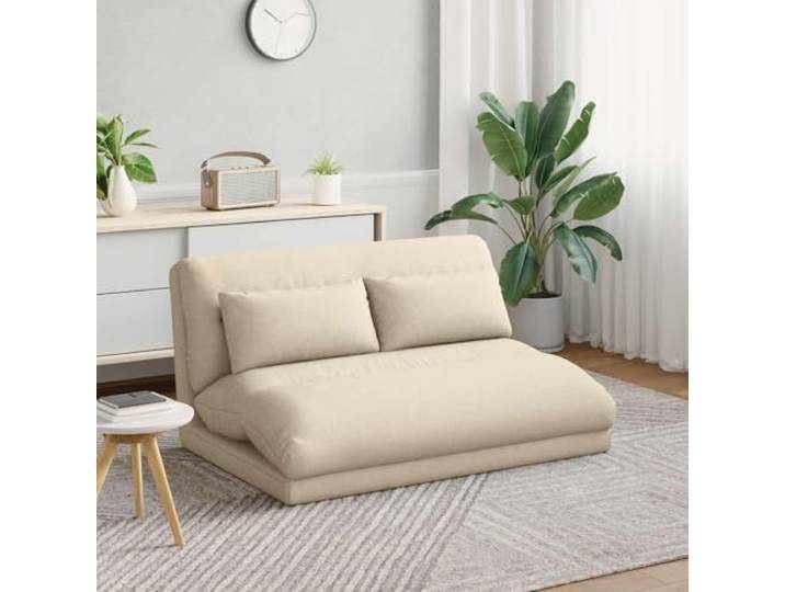 ZXQVLMRS Bodenstuhl, Verstellbarer Sessel, Creme, 110 x 82 x 55 cm Aus Polyestergewebe, Rückenlehne klappbar, Für Wohn- & Schlafzimmer