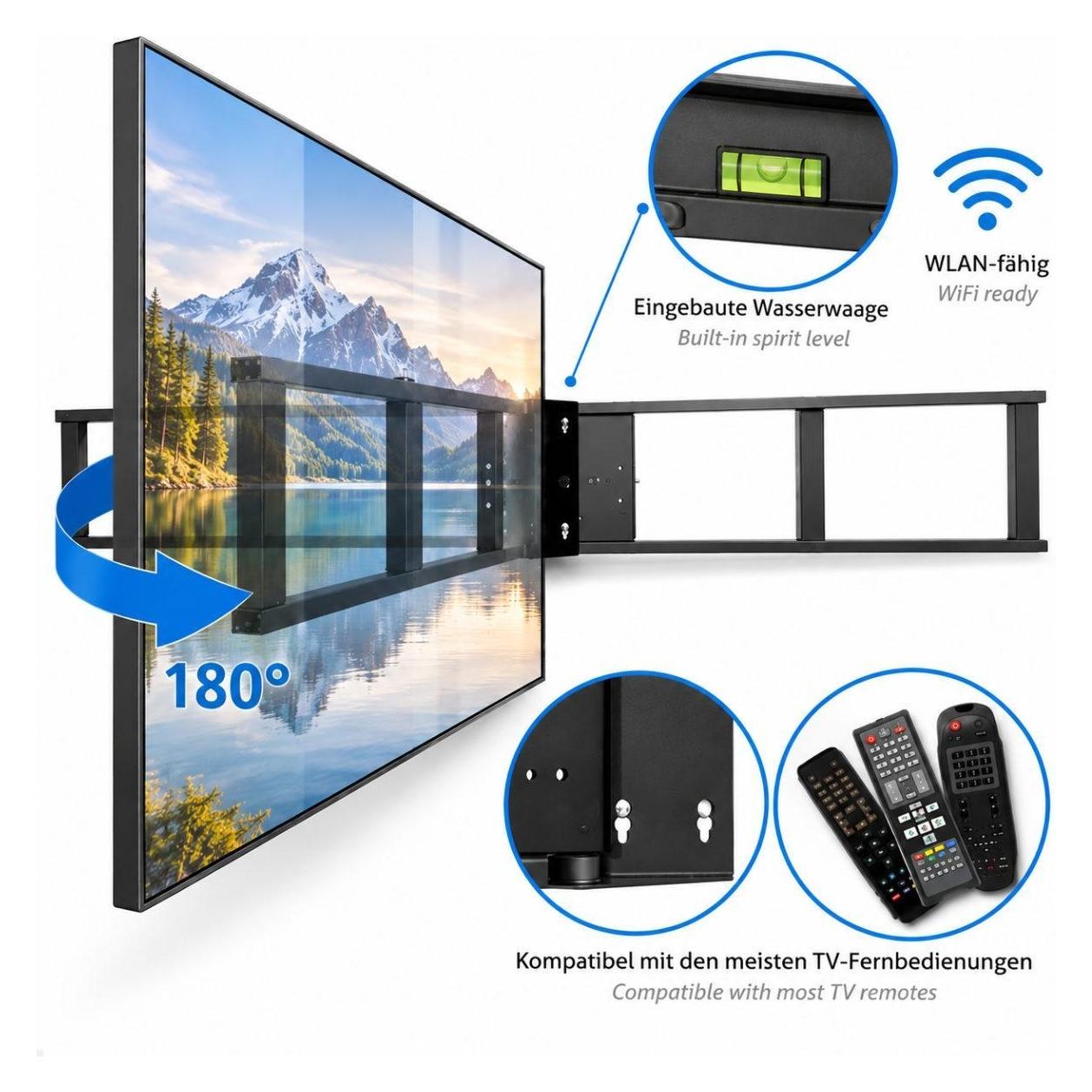 MonLines mySwing MSM06 elektrische TV Wandhalterung bis 65 Zoll, schwarz (Wand, 30 kg) (MSM06)