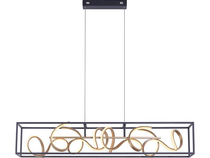Paul Neuhaus\, LED\, Suspension Selina\, noir-doré\, 46W-2250lm\, dimmable