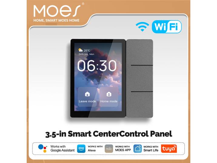 MOES Tuya WiFi Écran tactile central intelligent de 3,5 pouces, Hub Bluetooth Sigmesh intégré, 3 relais, boutons physiques