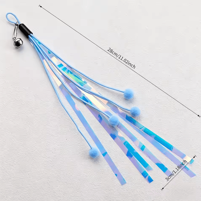 Inspire Curations Metallic Foil Cat Wand Replacement Teaser Toy With Bell 1pc blue