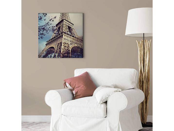 Wandbild Paris Eiffel Tower Polyester PVC / Fichtenholz Blau 50 x 50cm